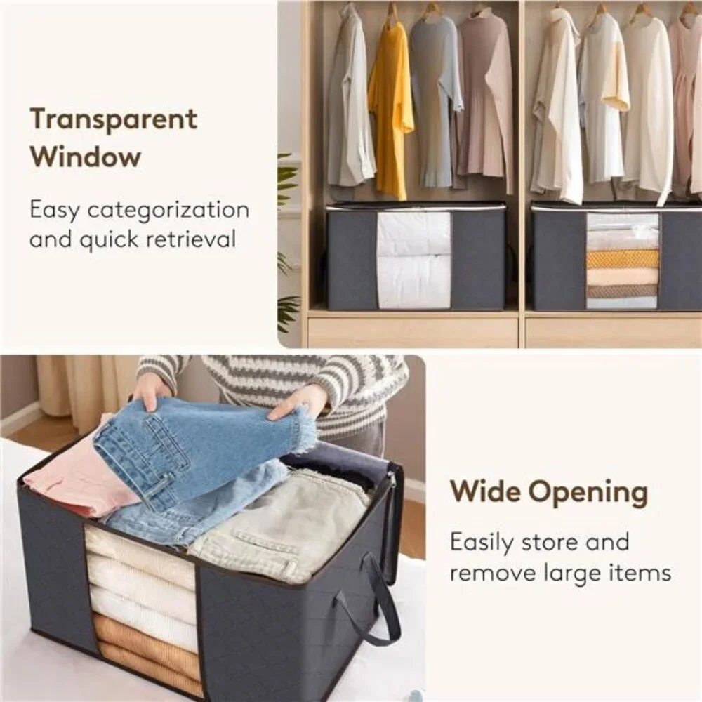 6 Pack Clothes Storage, Foldable Storage and Organization, Storage Bins with Lid - Picture 6 of 7